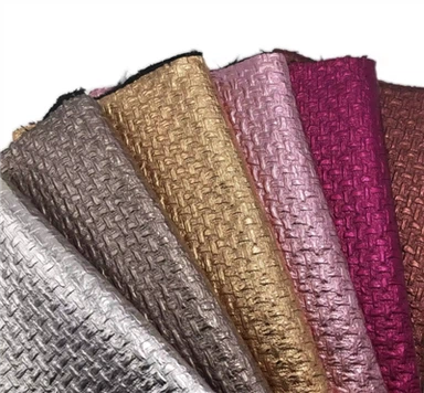 Wollunterlage glänzend metallisches Kreuzmuster Folie Faux Synthetikgewebe Leder für Taschen Schuhe